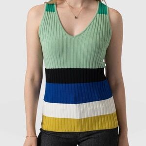 NWT Saint + Sofia Maar Knit Striped Sweater Vest Top Academia Preppy - Sz S